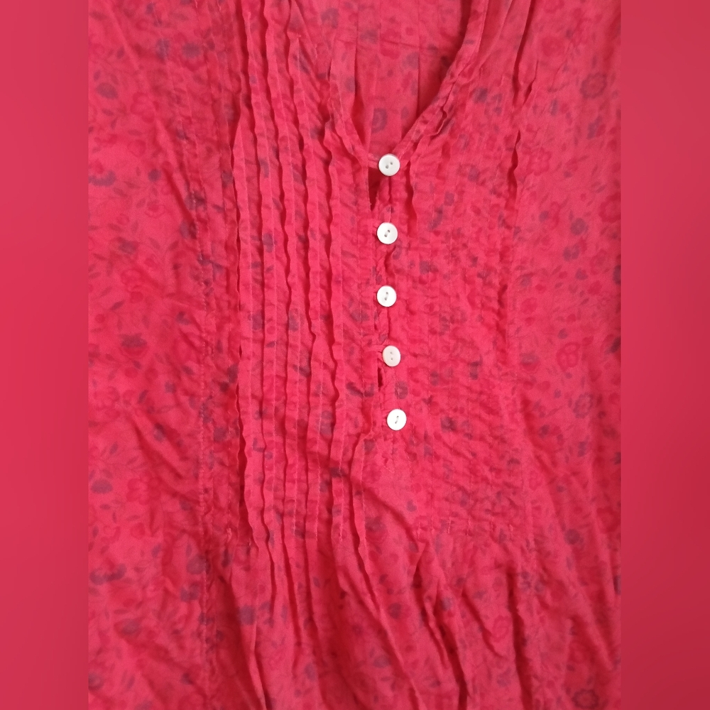 GAP Tunic Women XL Scarlet Pintuck Blouse Academia Office Dinner Bohemian Rose - Picture 2 of 6
